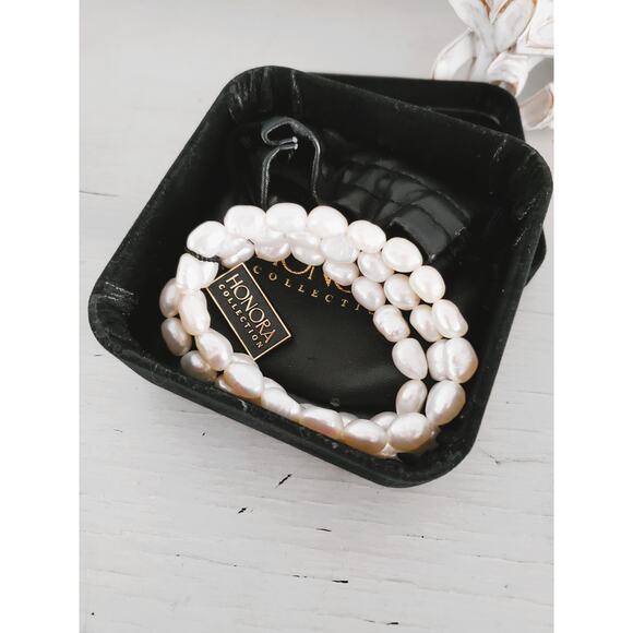 Honora White Freshwater Pearl Bracelet Set of 3 - Picture 2 of 4